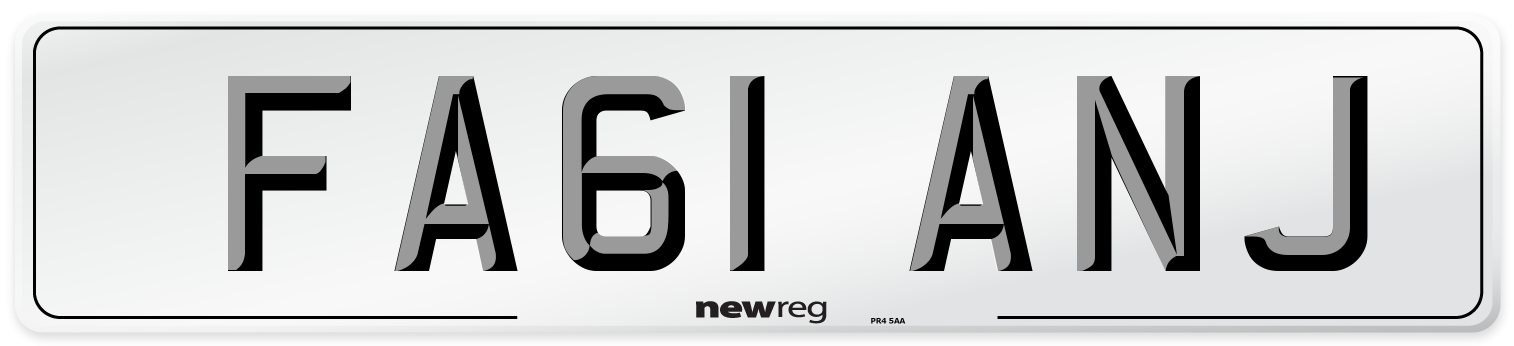 FA61 ANJ Number Plate from New Reg